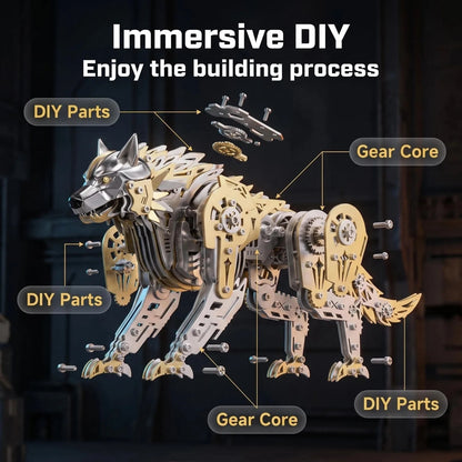 【Cooperative brand】Mechanical Wolf 3D Metal Model Kit DIY Articulated Puzzle for Adults and Kids